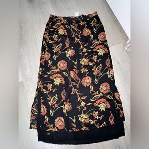 Kathie Lee Collection Black and Orange Floral Maxi Skirt